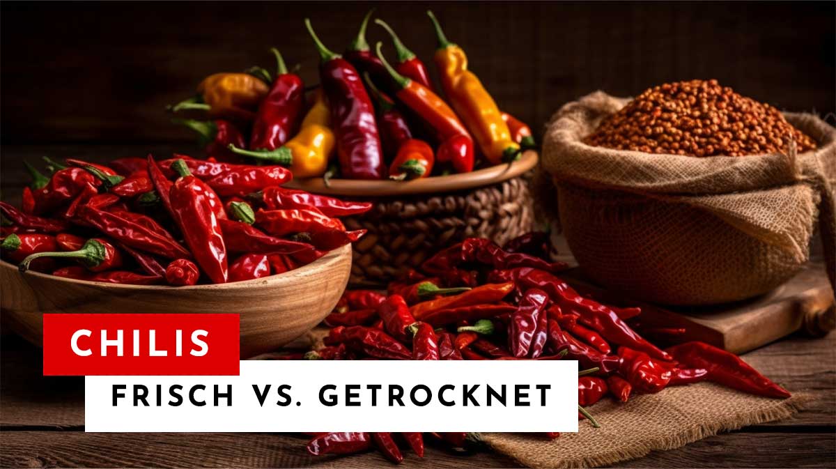 Der Unterschied zwischen frischen und getrockneten Chilis
